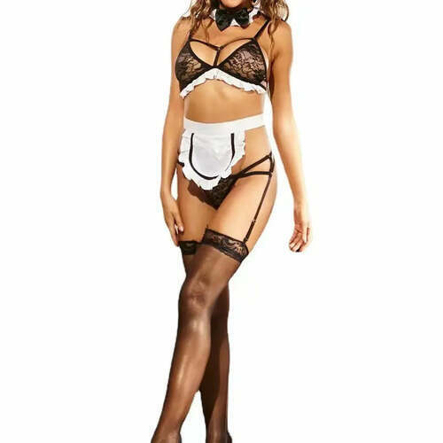 Lingerie sexuelle érotique de soubrette, taille XXL, convient à tous sous 80 kg
