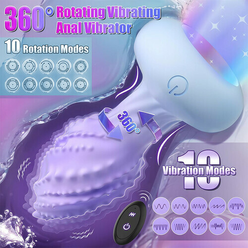 Little Monster Vibromasseur Anal Rotatif à 360° 10 Fréquences de Vibration Lumière LED à 7 Couleurs