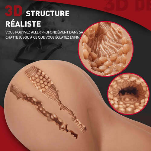 Marron masturbateur réaliste avec structure 3D et 2 canaux d'amour pour chatte et anus, FENGRUN