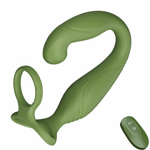 Masseur prostatique vibrant et oscillant Logan 10 avec 2 anneaux de pénis pour hommes et couples homosexuels