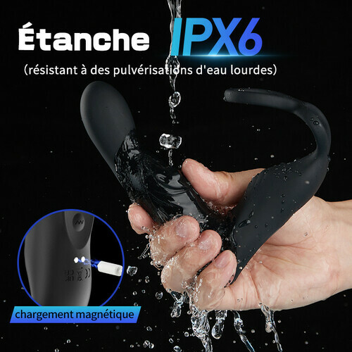 Masseur vibrant pour la prostate avec double cockring Stimulateur anal toy