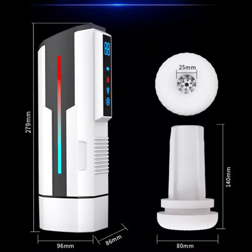 Masturbateur 5-en-1 Stretching Vibrant Suceur Chauffant Voix Ecran LCD Männlicher Masturbator