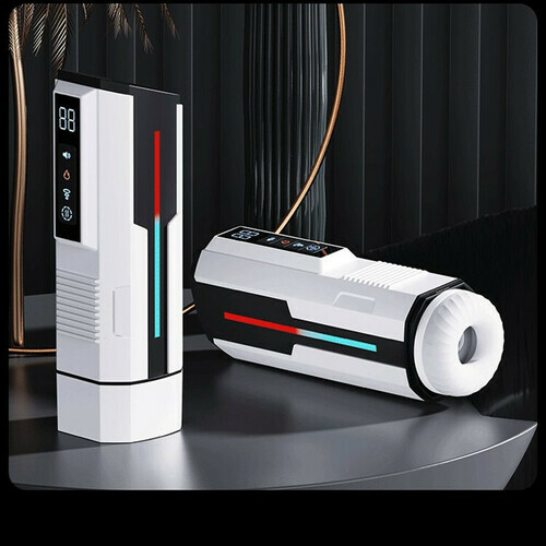 Masturbateur 5-en-1 Stretching Vibrant Suceur Chauffant Voix Ecran LCD Männlicher Masturbator