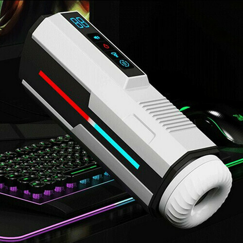 Masturbateur 5-en-1 Stretching Vibrant Suceur Chauffant Voix Ecran LCD Männlicher Masturbator