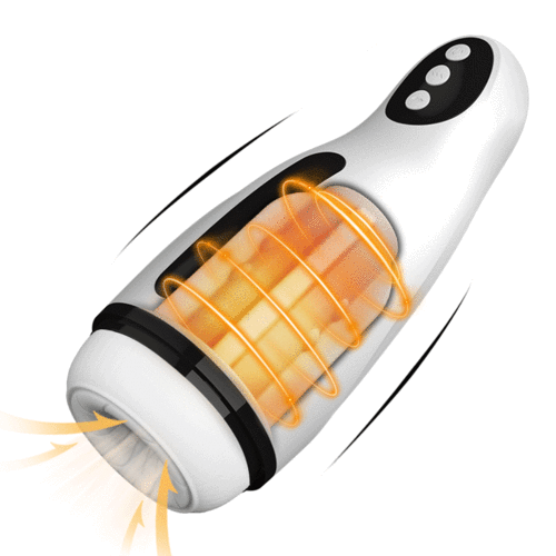 Masturbateur chauffé 3 en 1 aspirant et vibrant pour homme