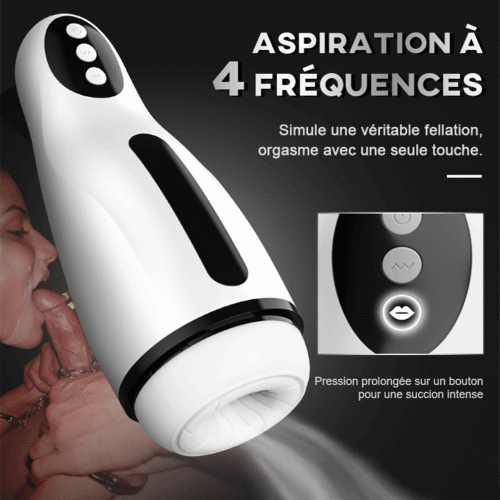 Masturbateur chauffé 3 en 1 aspirant et vibrant pour homme