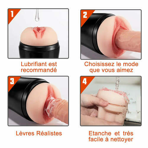 Masturbateur cup électrique avec structure 3D du vagin et 10 modes de vibration