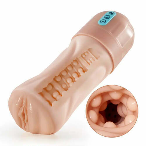 Masturbateur électrique avec une entrée réaliste, 10 vibrations et 5 succions