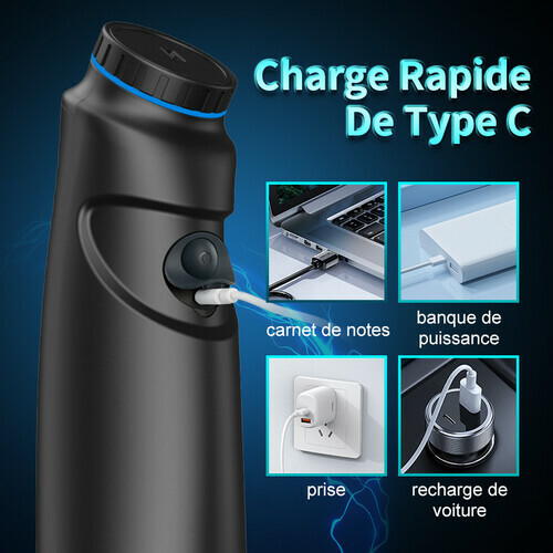 Masturbateur noir pour homme à vitesse réglable et sans palier pour pousser et tordre