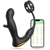 Masseur de prostate en silicone vibrant et battant avec anneau pénien