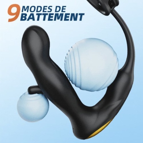 【NEW】Masseur de prostate en silicone vibrant et battant avec anneau pénien