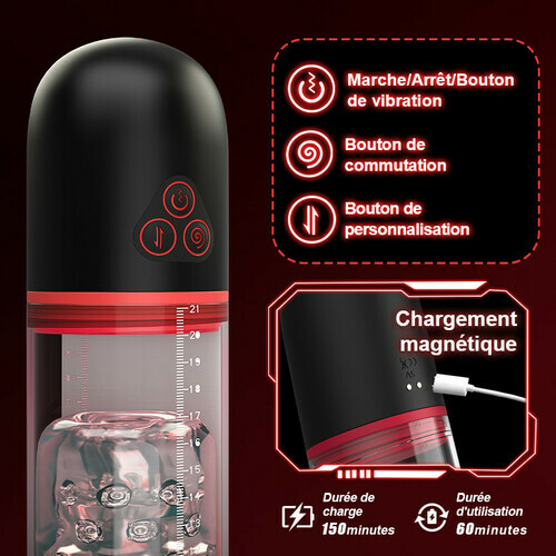 Oral Love-Pompe à pénis améliorée 2 en 1 avec fonction d'aspiration et de vibration