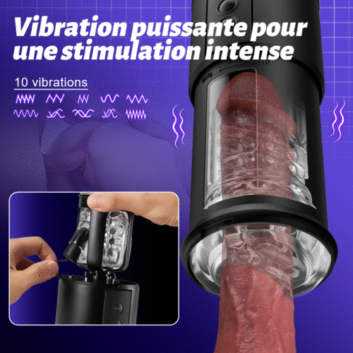PIONNIER 3 en 1 Masturbateur Cup 10 vibrations 5 suctions 5 va-et-vient
