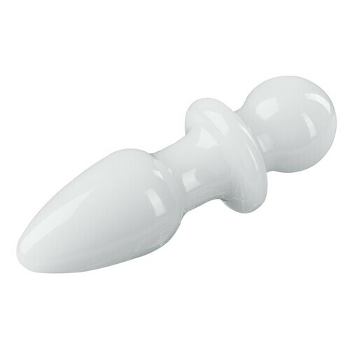 Plug anal en verre Jade blanc Moyen