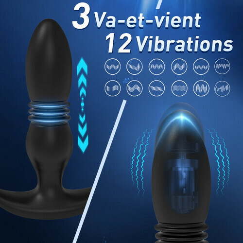 Plug anal vibromasseur pour prostate avec 3 plis, 7 télescopiques et 7 vibrations