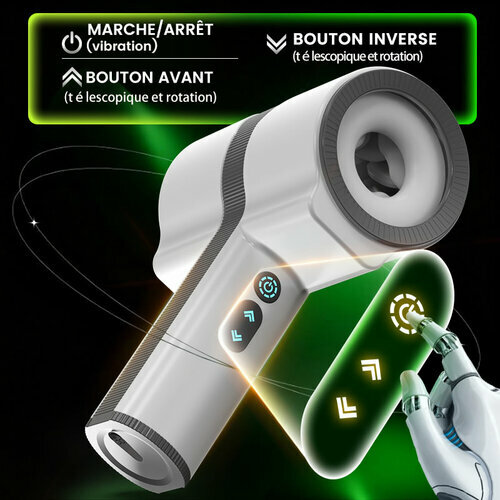 Raiden - Double ouverture 7 vibrations 5 rotations et va-et-vient Masturbateur portable de sexe oral