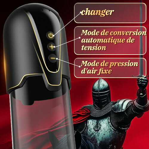 Red Fury Armour - Pompe à pénis à 9 niveaux d'aspiration avec orifice rouge et tunnel texturé