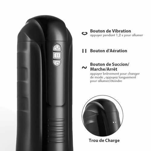 Rose Noire 2 en 1 Masturbateur cup avec entrée réaliste, 5 succions et 7 vibrations, XINGSE