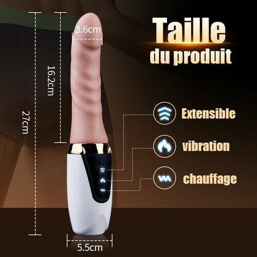 Sex Machine 27 cm Gode Vibromasseur avec Chauffage pour Stimulation du Point G et de l'Anus