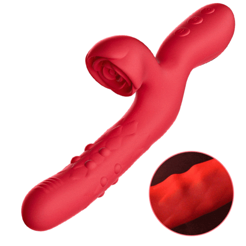 7 vibratrice G-Pot stimule avec le clitoris rose qui appuie
