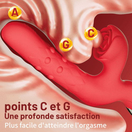 7 vibratrice G-Pot stimule avec le clitoris rose qui appuie