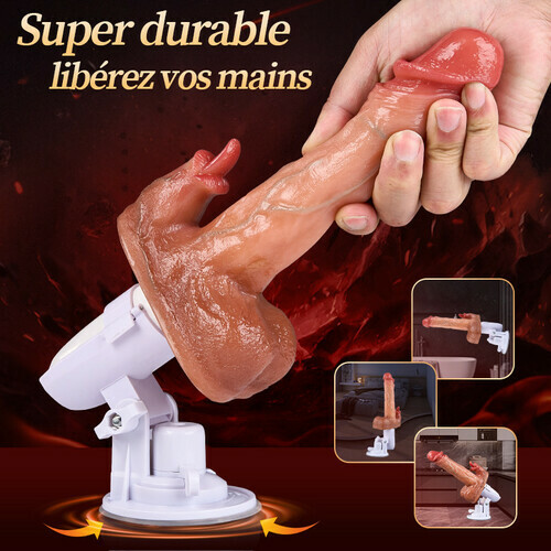 Sex Machine 90° Réglable Automatiquement 8 Godes Vibrants, Vibrants et Léchants Vibrateur