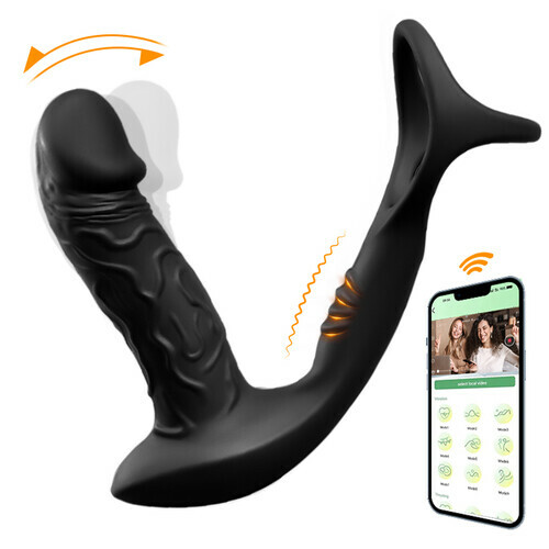 Vibromasseur Anal Ondulant & Vibrant à 9 Modes avec Contrôle par Application et Anneau Pénien