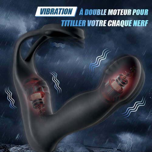 Stimulateur prostatique à balancement avec 10 tapotements et 10 vibrations, double moteur