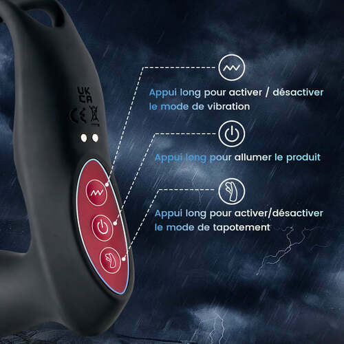 Stimulateur prostatique à balancement avec 10 tapotements et 10 vibrations, double moteur