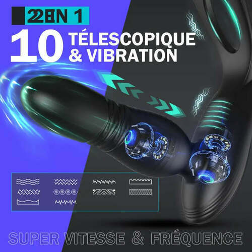Stimulateur prostatique Man-love avec 10 mouvements de va-et-vient, vibrations et multi-stimulati
