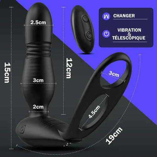 Stimulateur prostatique Man-love avec 10 mouvements de va-et-vient, vibrations et multi-stimulati