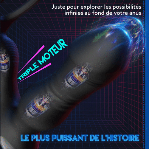 Stimulation anale et périnéale avec 8 mouvements de va-et-vient, 8 modes de vibration et 3 moteurs