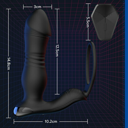 Stimulation anale et périnéale avec 8 mouvements de va-et-vient, 8 modes de vibration et 3 moteurs
