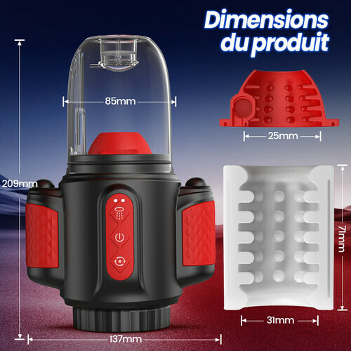 Storm Vortex – Pulvérisation d’eau à 5 fréquences + Vibration à 10 fréquences + Rotation à 5 fréquences, Double sti