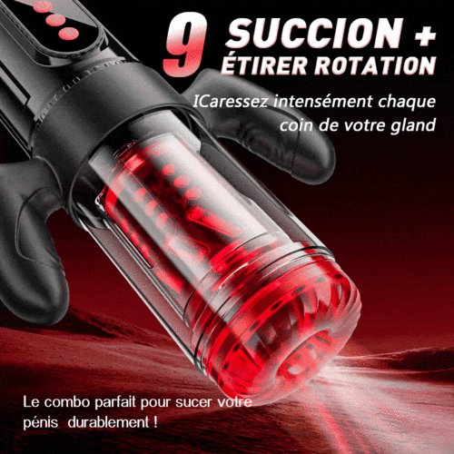 Terminator - Sexe oral x vaginal! 9 rotations télescopiques+9 succions Masturbateur masculi