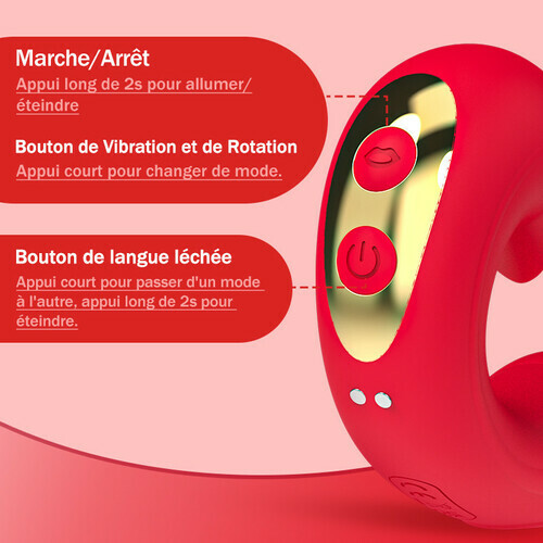 Tina - Vibromasseur Féminin avec 7 Fréquences de Vibration, Oscillation et Léchage de Langue