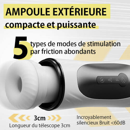 Traveller 3 en 1 Masturbateur Cup: 5 modes de va-et-vient, 4 modes de succion, 7 modes de vibration