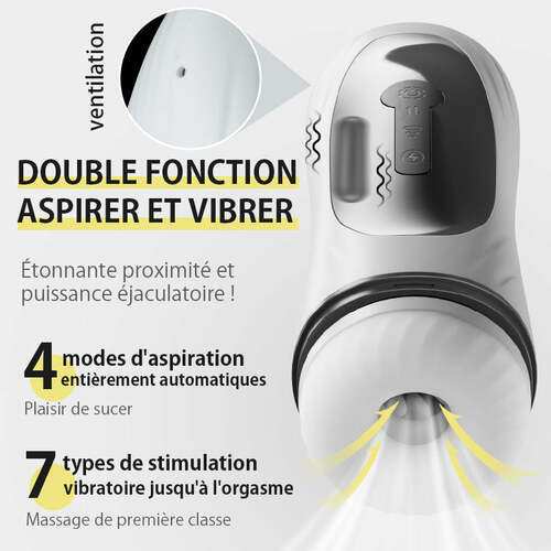 Traveller 3 en 1 Masturbateur Cup: 5 modes de va-et-vient, 4 modes de succion, 7 modes de vibration