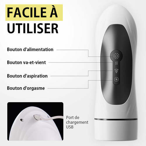 Traveller 3 en 1 Masturbateur Cup: 5 modes de va-et-vient, 4 modes de succion, 7 modes de vibration