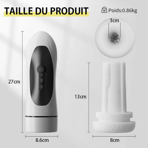 Traveller 3 en 1 Masturbateur Cup: 5 modes de va-et-vient, 4 modes de succion, 7 modes de vibration