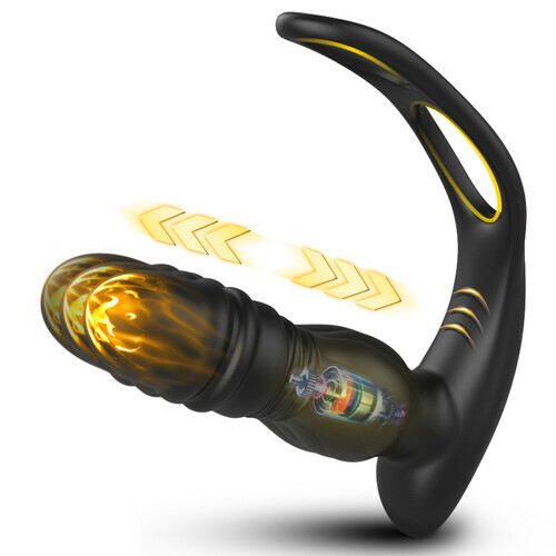 【Vétéran】 Vibrateur prostatique haute fréquence télescopique 7+7 multifonctions double anneau pénien