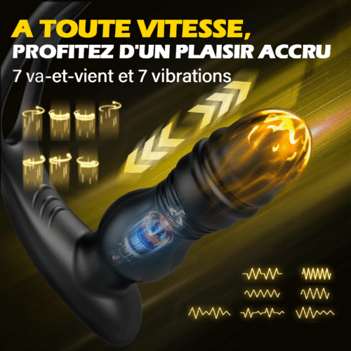 【Vétéran】 Vibrateur prostatique haute fréquence télescopique 7+7 multifonctions double anneau pénien
