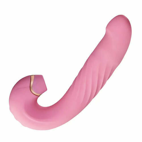 Vibromasseur féminin rose avec 10 suctions, 10 vibrations et 3 mouvements de va-et-vient