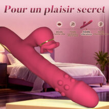 Vibromasseur point G avec léchage de langue et vibrations à poussées pour couples