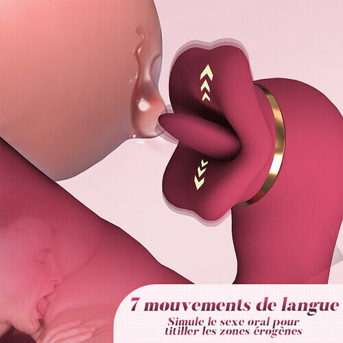 Vibromasseur point G avec léchage de langue et vibrations à poussées pour couples