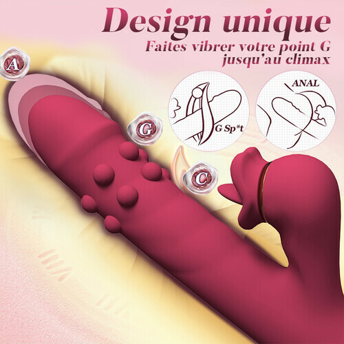 Vibromasseur point G avec léchage de langue et vibrations à poussées pour couples