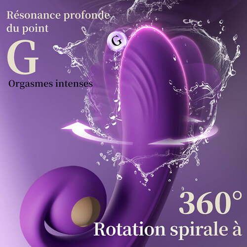 Vibromasseur point G avec rotation spirale à 360° et 10 modes pour stimulation vaginale et clitoridienne