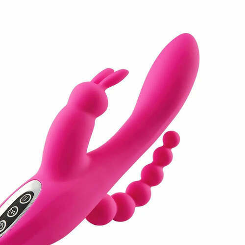 Vibromasseur Rabbit 3 en 1 avec 7 vibrations, stimulation du point G, clitoridienne et anale, AIXIYA