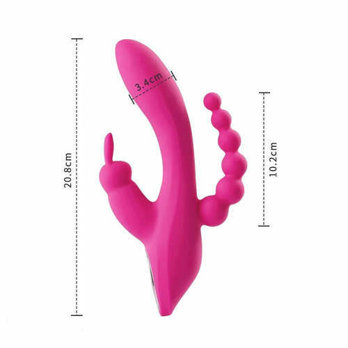 Vibromasseur Rabbit 3 en 1 avec 7 vibrations, stimulation du point G, clitoridienne et anale, AIXIYA