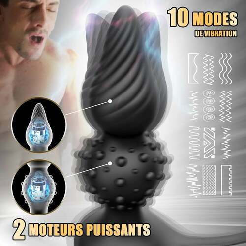 Vibromasseur stimulateur prostatique avec 10 modes de vibration, grande taille, Moruioy